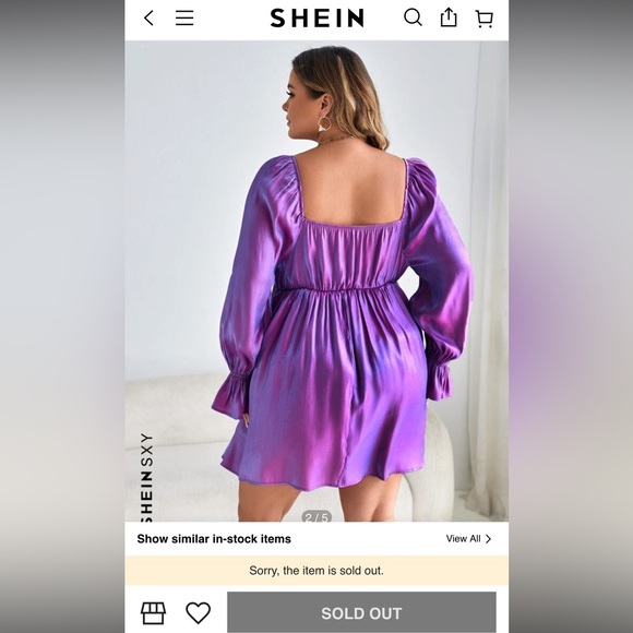 Sold Out SHEIN SXY Plus Flounce Sleeve Overlap Collar Dress - Picture 2 of 5